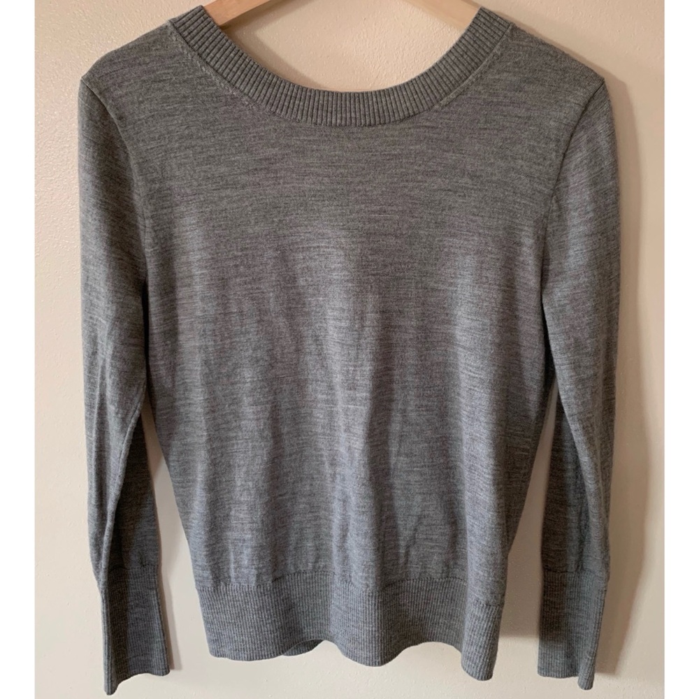 J. Crew • M • 100% Merino Wool Scoop Neck Long Sleeve Sweater Wrap Style V Back